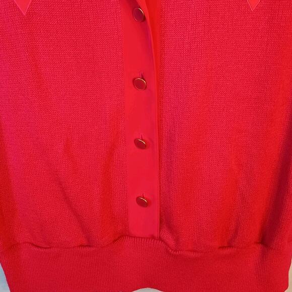 VTG Philippe Marques Sweater Size 10 Hot Pink Gemstone Collared Button Up L/S - Picture 4 of 10